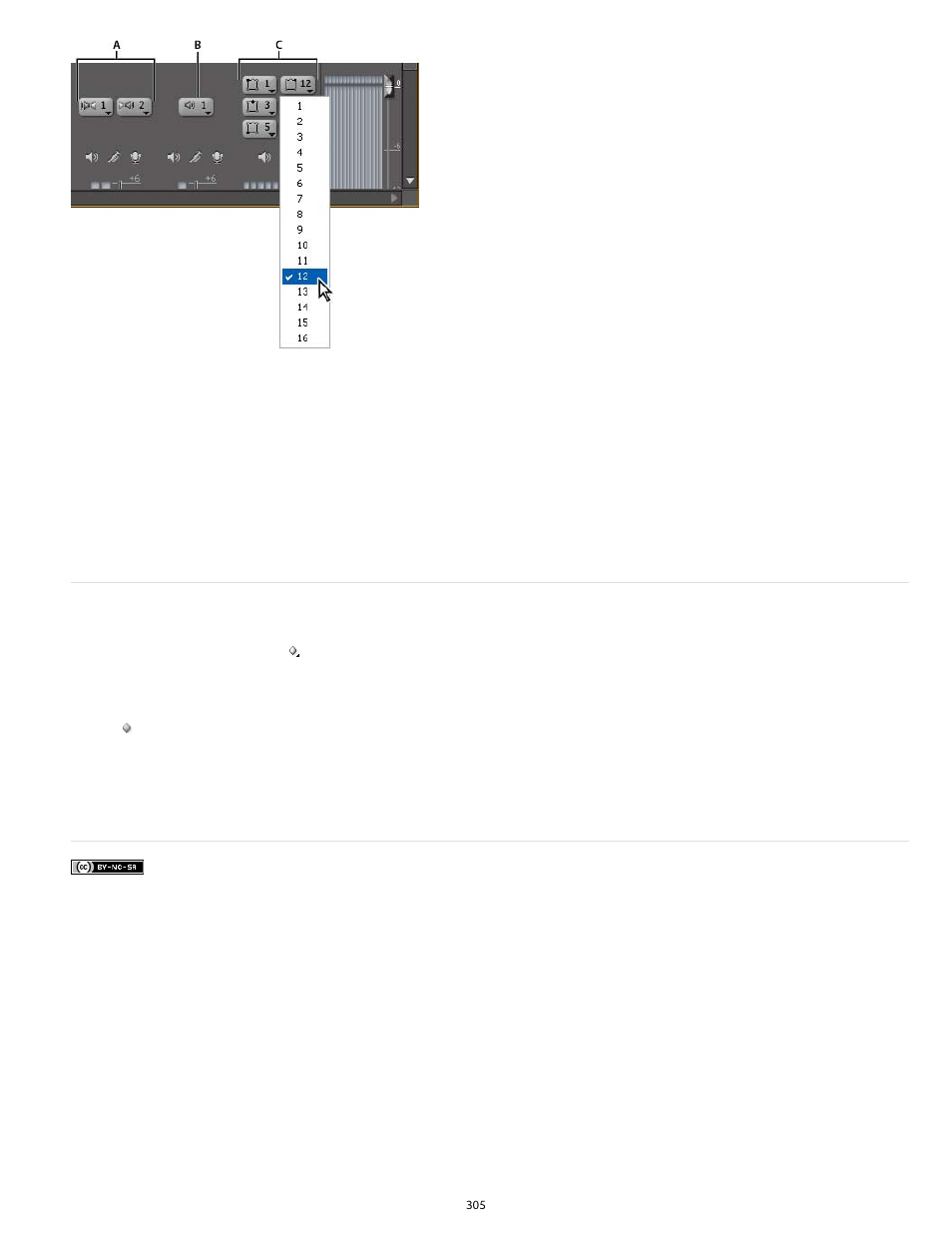 Pan or balance a track in a timeline panel | Adobe Premiere Pro CS6 User Manual | Page 309 / 485