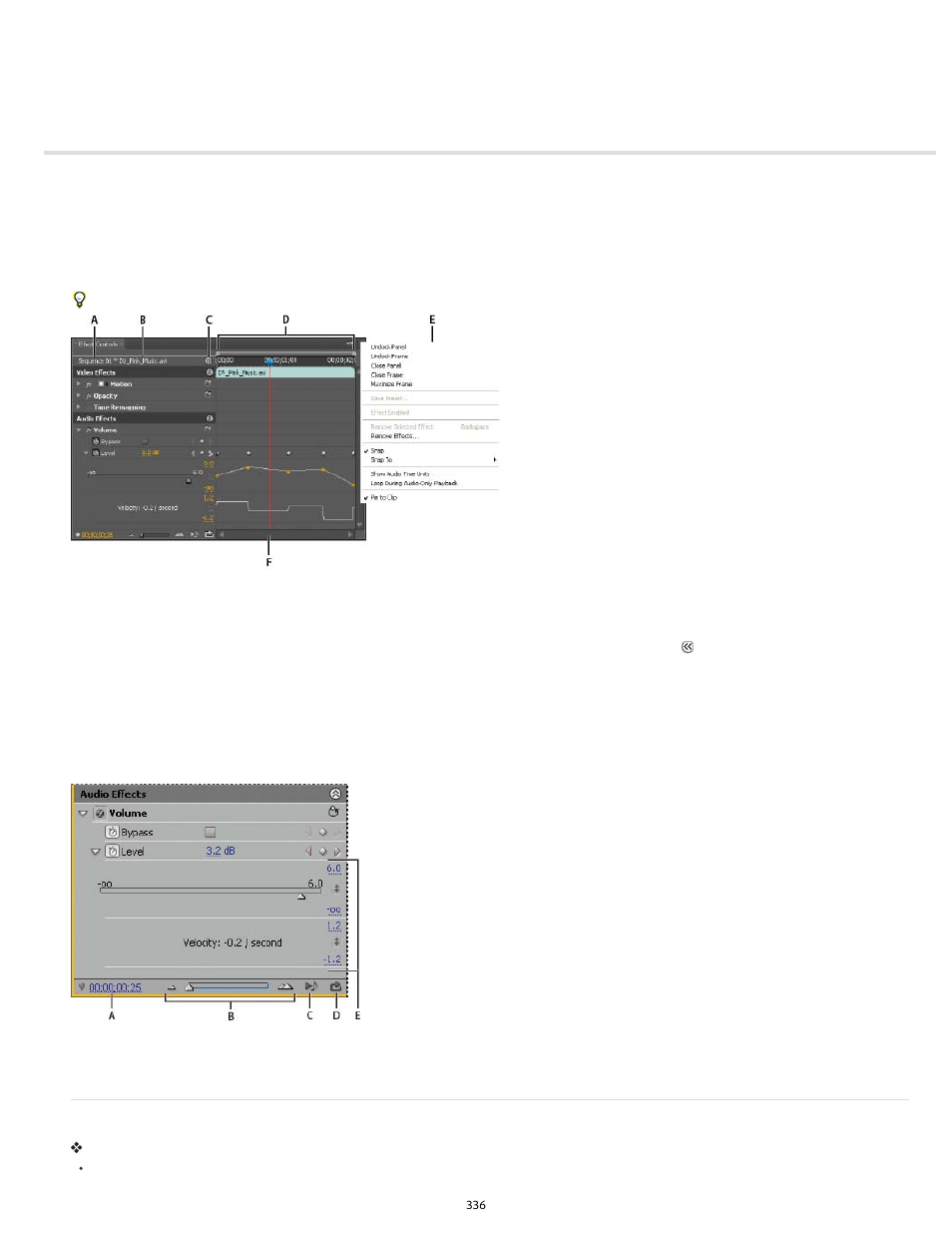 Viewing and adjusting effects and keyframes | Adobe Premiere Pro CS6 User Manual | Page 340 / 485