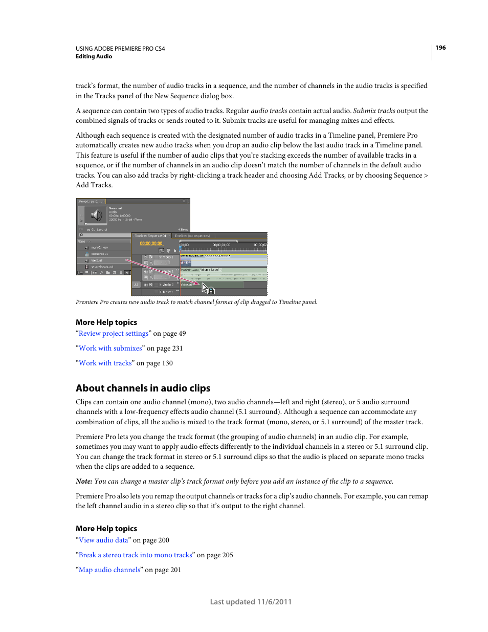 About channels in audio clips | Adobe Premiere Pro CS4 User Manual | Page 202 / 491