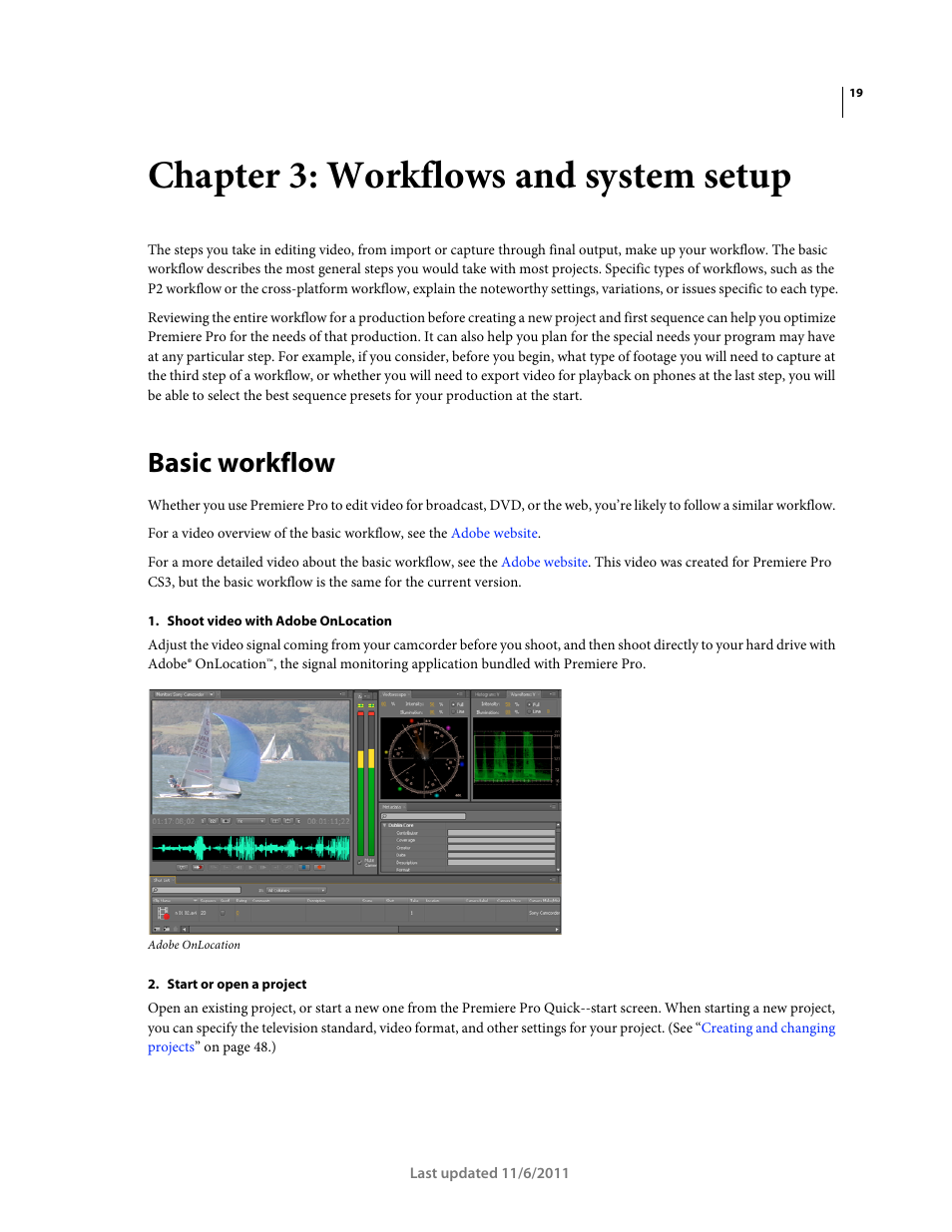 Chapter 3: workflows and system setup, Basic workflow | Adobe Premiere Pro CS4 User Manual | Page 25 / 491