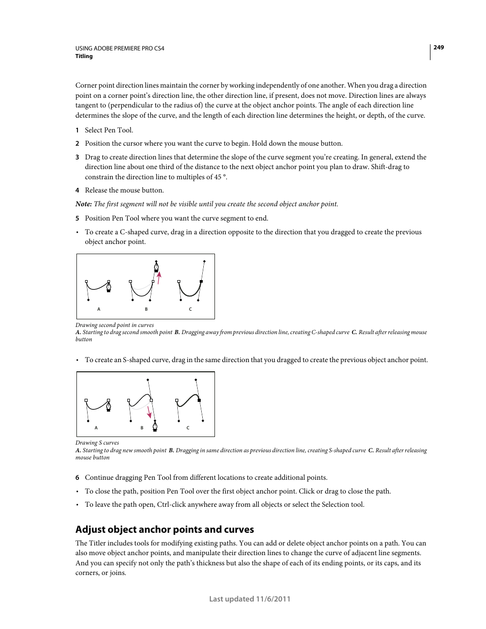 Adjust object anchor points and curves | Adobe Premiere Pro CS4 User Manual | Page 255 / 491