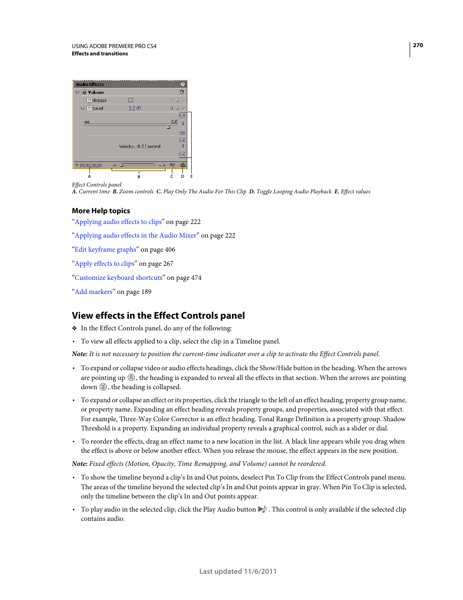 View effects in the effect controls panel | Adobe Premiere Pro CS4 User Manual | Page 276 / 491