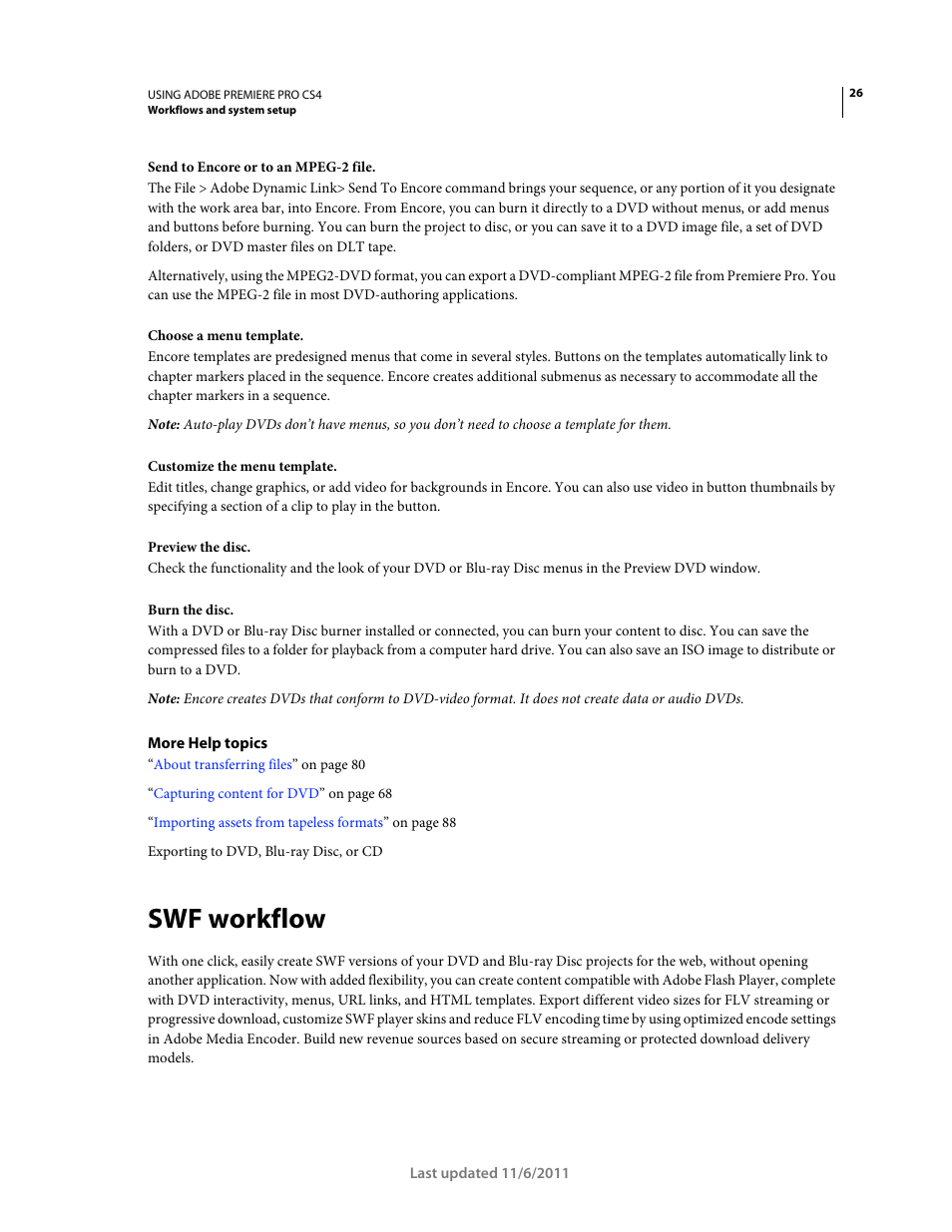 Swf workflow | Adobe Premiere Pro CS4 User Manual | Page 32 / 491