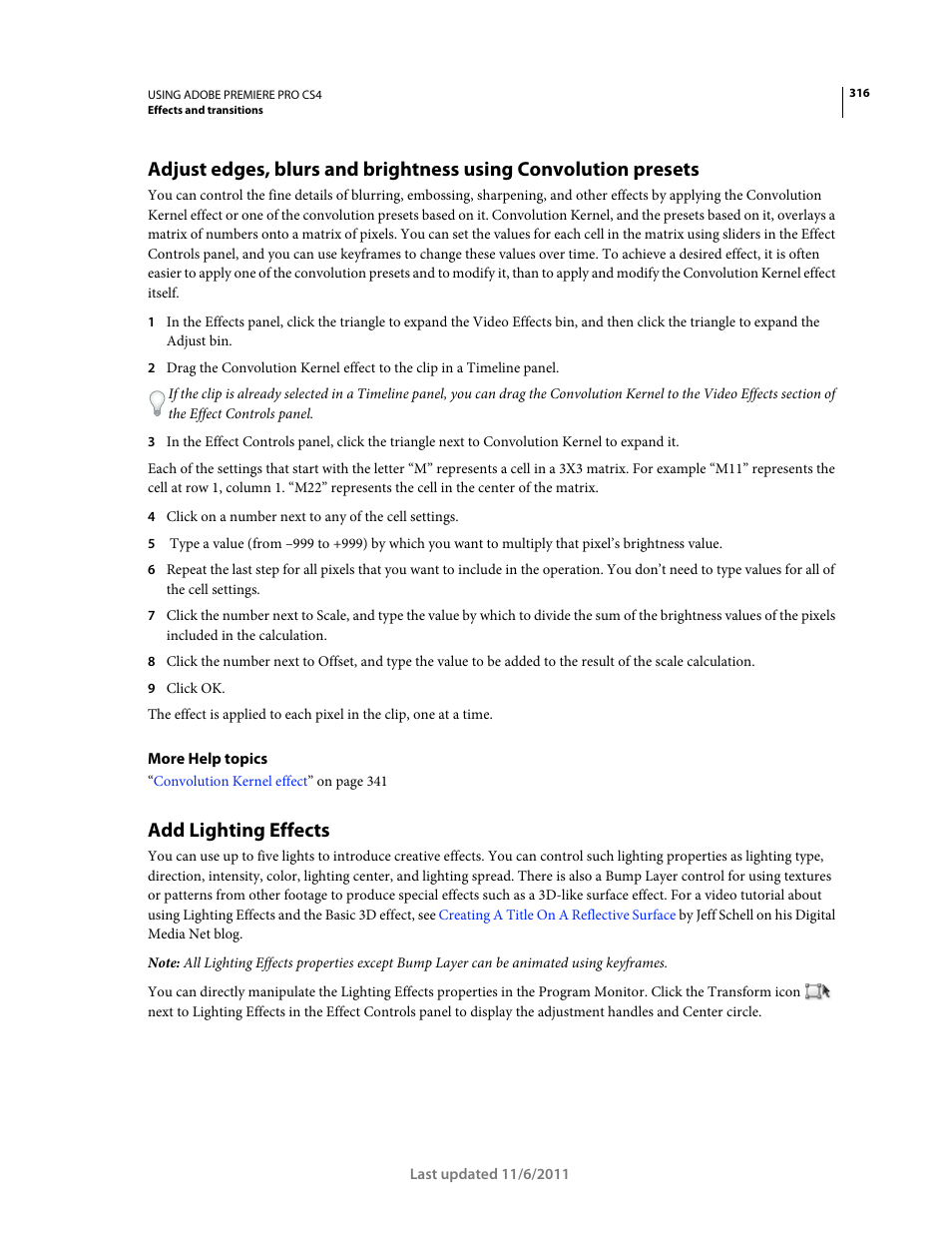 Add lighting effects | Adobe Premiere Pro CS4 User Manual | Page 322 / 491