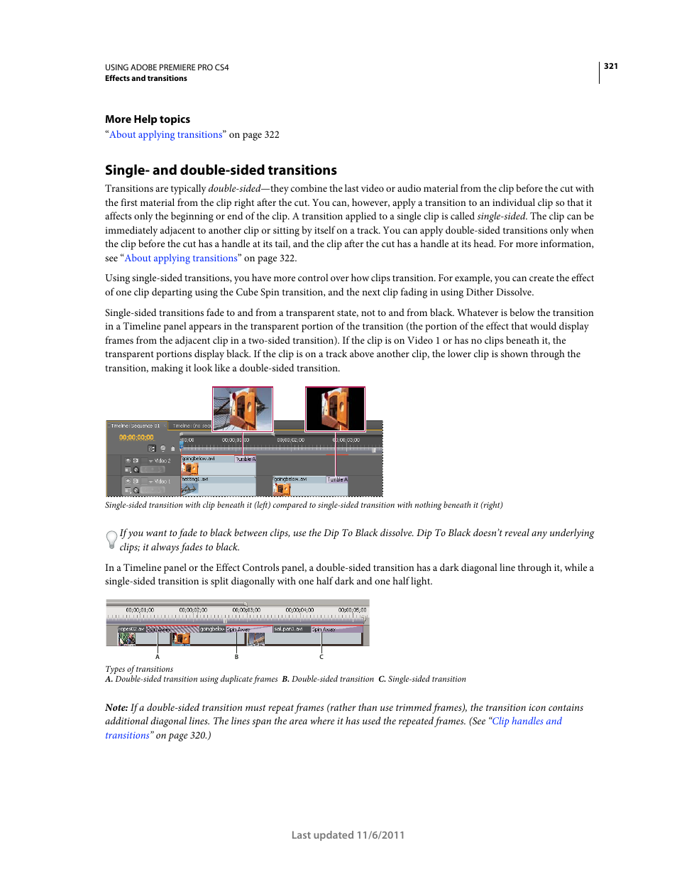 Single- and double-sided transitions | Adobe Premiere Pro CS4 User Manual | Page 327 / 491