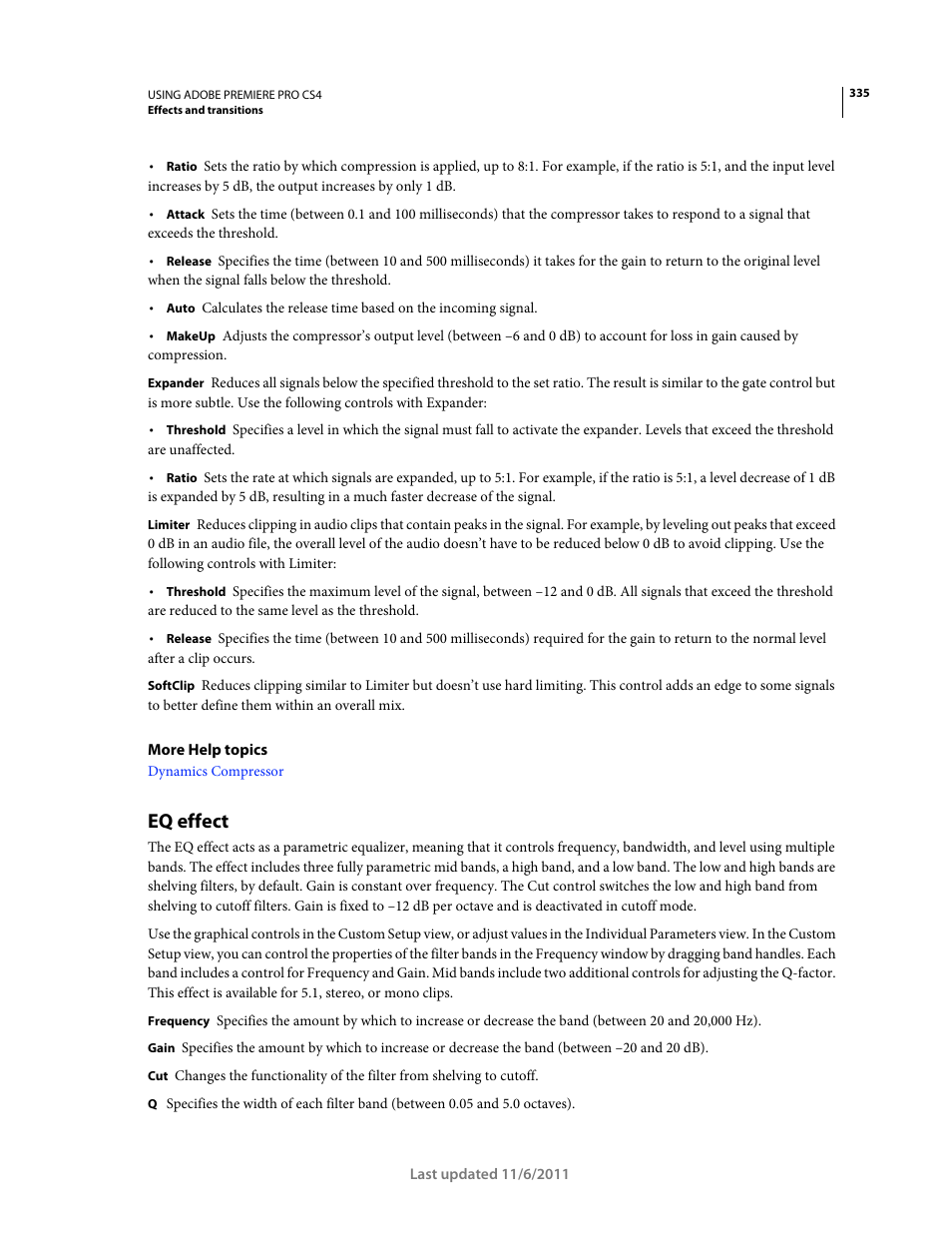 Eq effect | Adobe Premiere Pro CS4 User Manual | Page 341 / 491