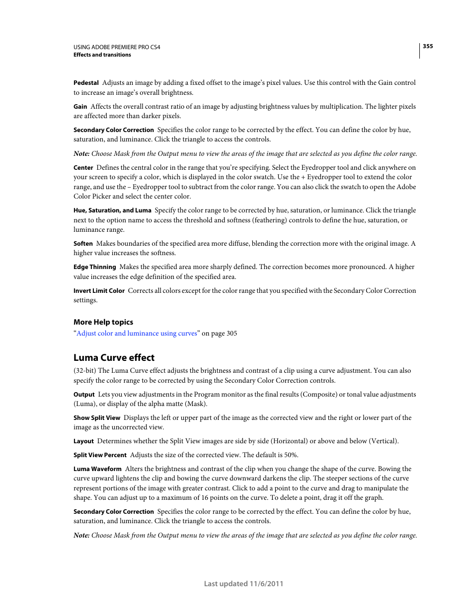 Luma curve effect | Adobe Premiere Pro CS4 User Manual | Page 361 / 491