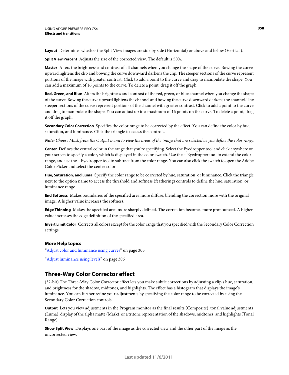 Three-way color corrector effect | Adobe Premiere Pro CS4 User Manual | Page 364 / 491