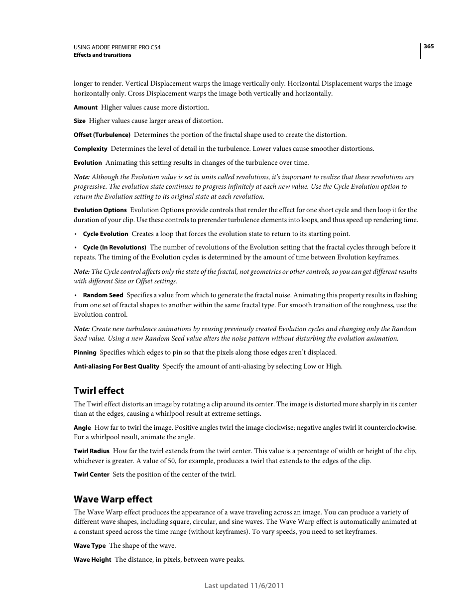 Twirl effect, Wave warp effect | Adobe Premiere Pro CS4 User Manual | Page 371 / 491