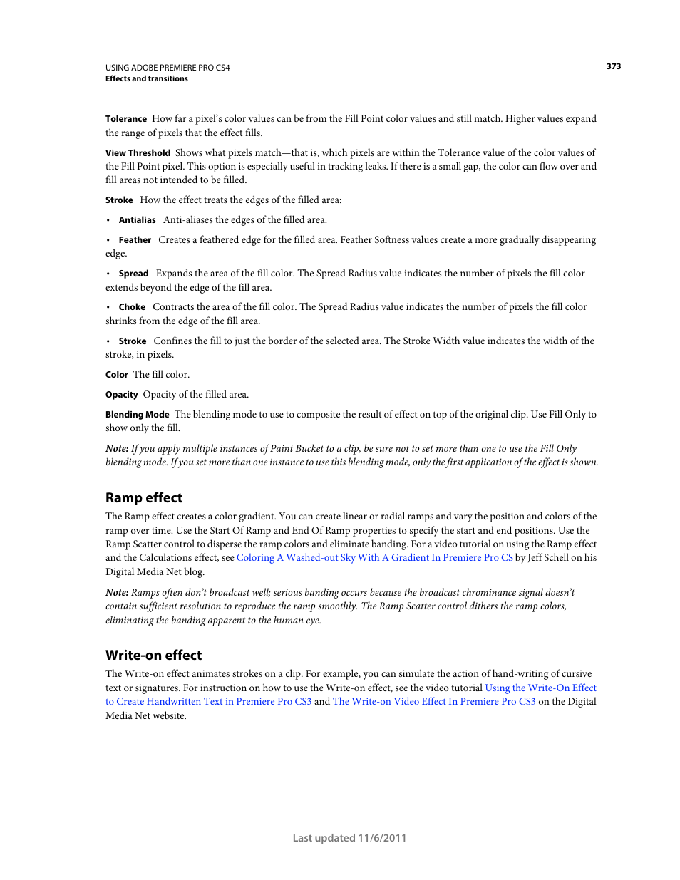 Ramp effect, Write-on effect | Adobe Premiere Pro CS4 User Manual | Page 379 / 491