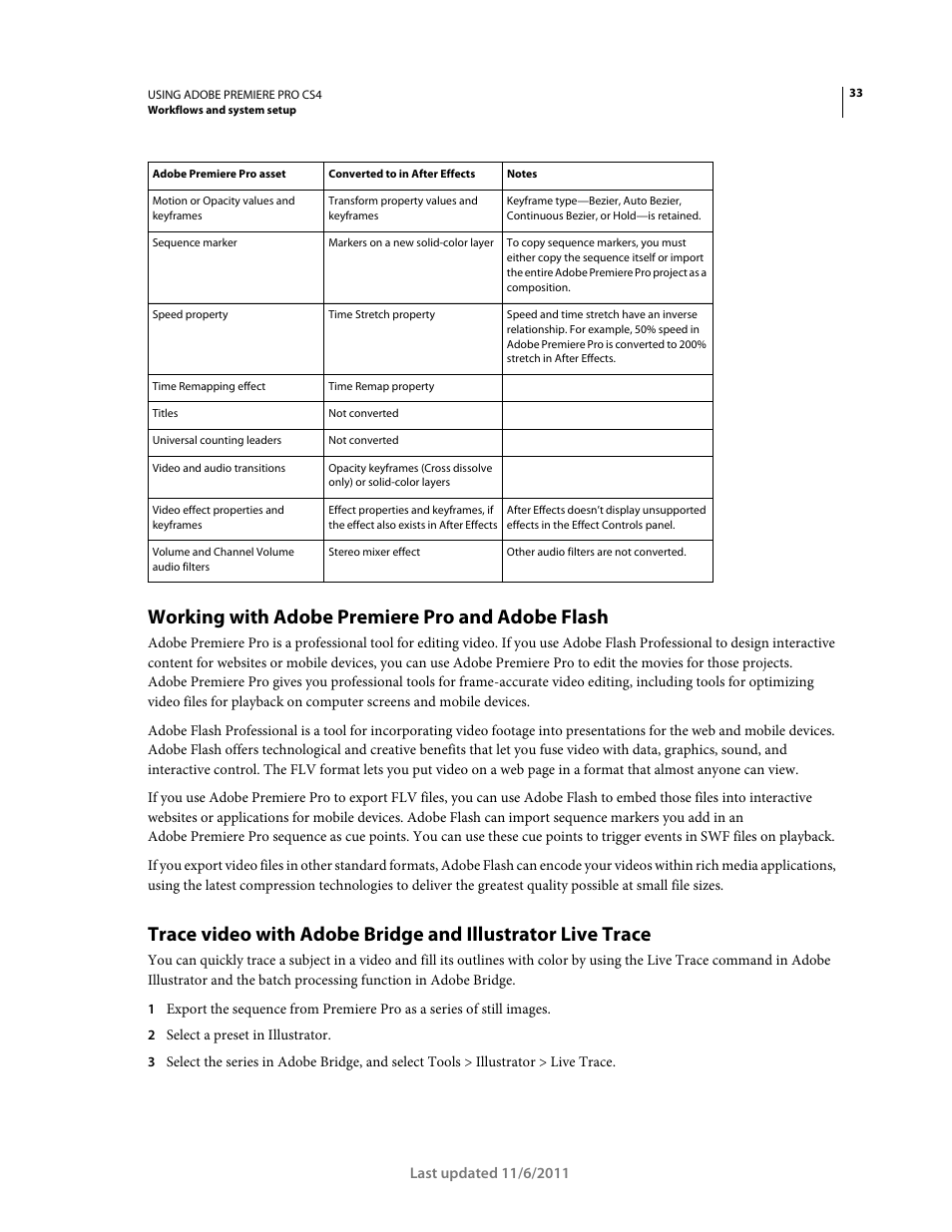 Working with adobe premiere pro and adobe flash | Adobe Premiere Pro CS4 User Manual | Page 39 / 491