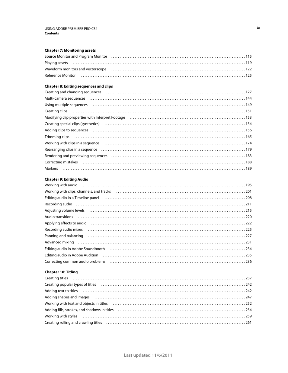 Adobe Premiere Pro CS4 User Manual | Page 4 / 491