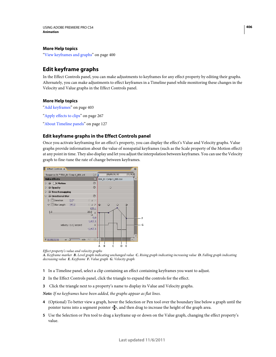 Edit keyframe graphs, Edit keyframe graphs in the effect controls panel | Adobe Premiere Pro CS4 User Manual | Page 412 / 491