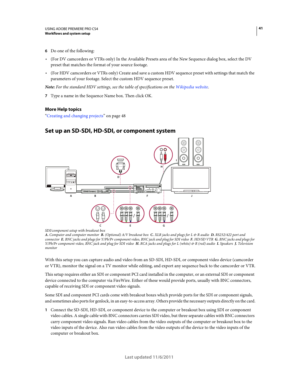 Set up an sd-sdi, hd-sdi, or component system | Adobe Premiere Pro CS4 User Manual | Page 47 / 491