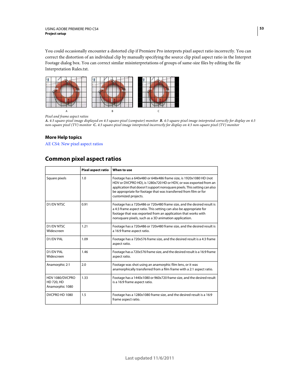 Common pixel aspect ratios | Adobe Premiere Pro CS4 User Manual | Page 59 / 491