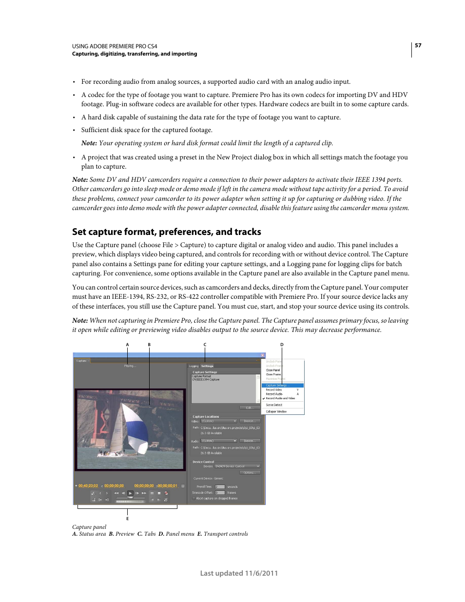 Set capture format, preferences, and tracks | Adobe Premiere Pro CS4 User Manual | Page 63 / 491