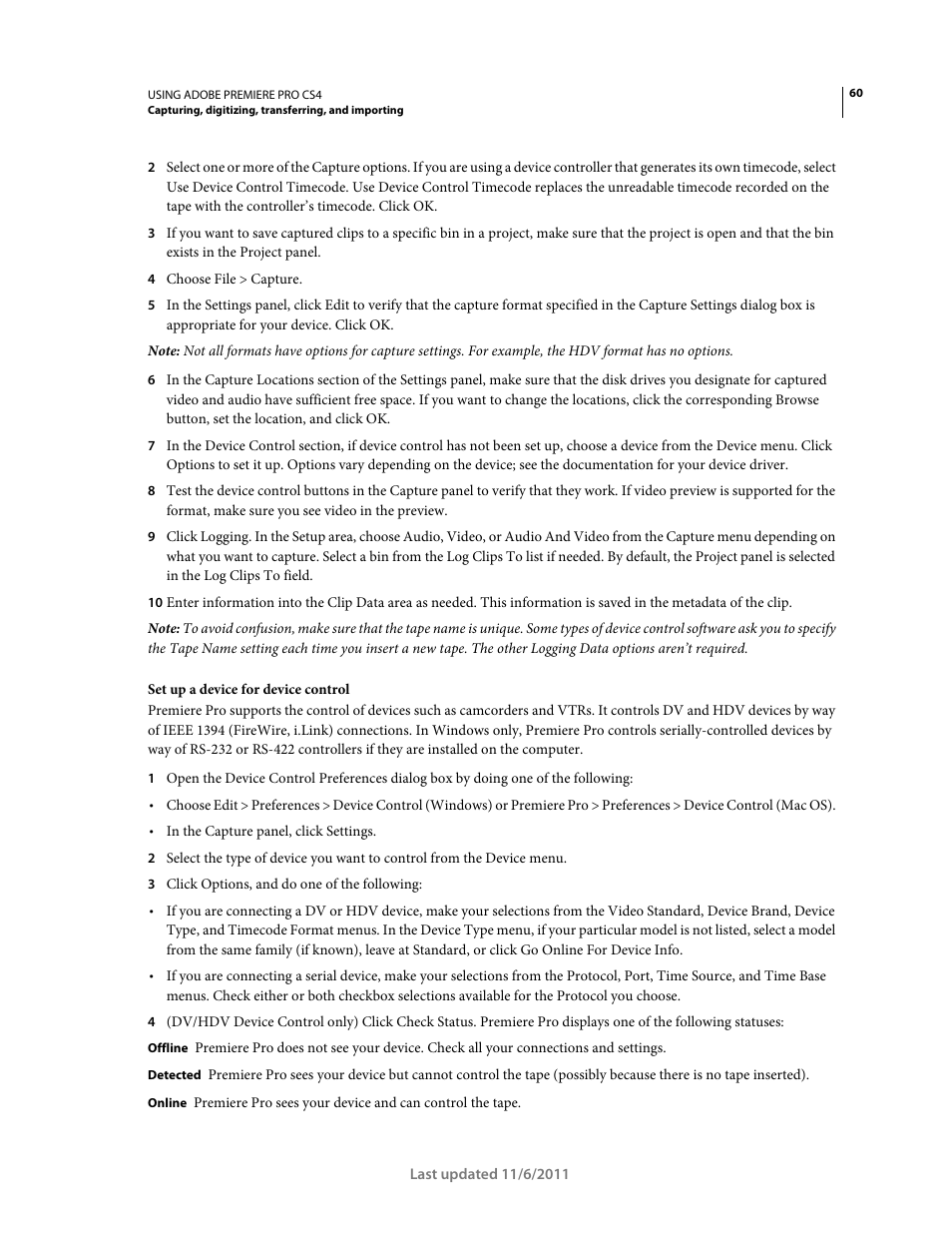 Set up a device for device control | Adobe Premiere Pro CS4 User Manual | Page 66 / 491