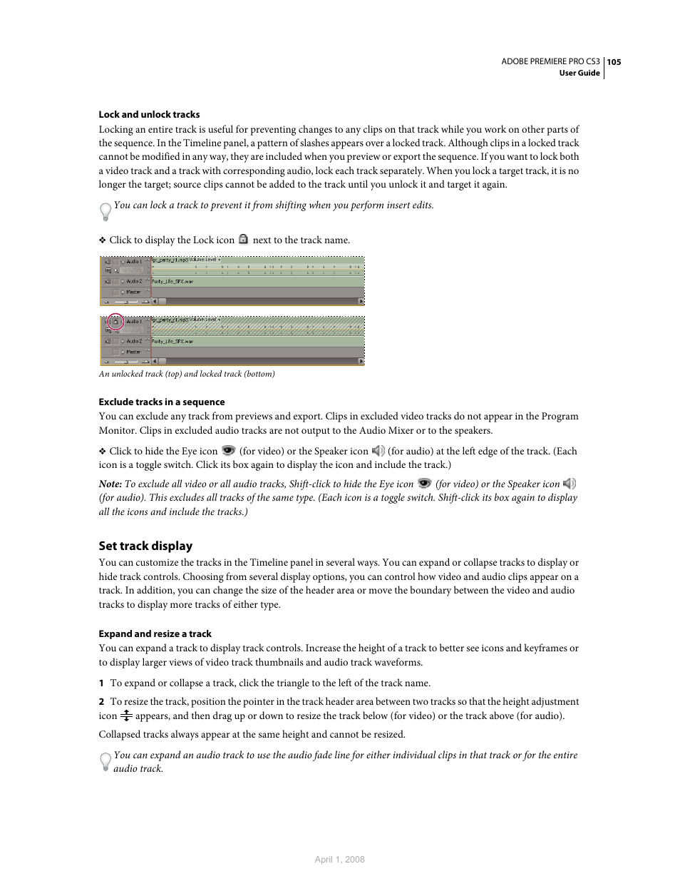 Set track display | Adobe Premiere Pro CS3 User Manual | Page 111 / 455