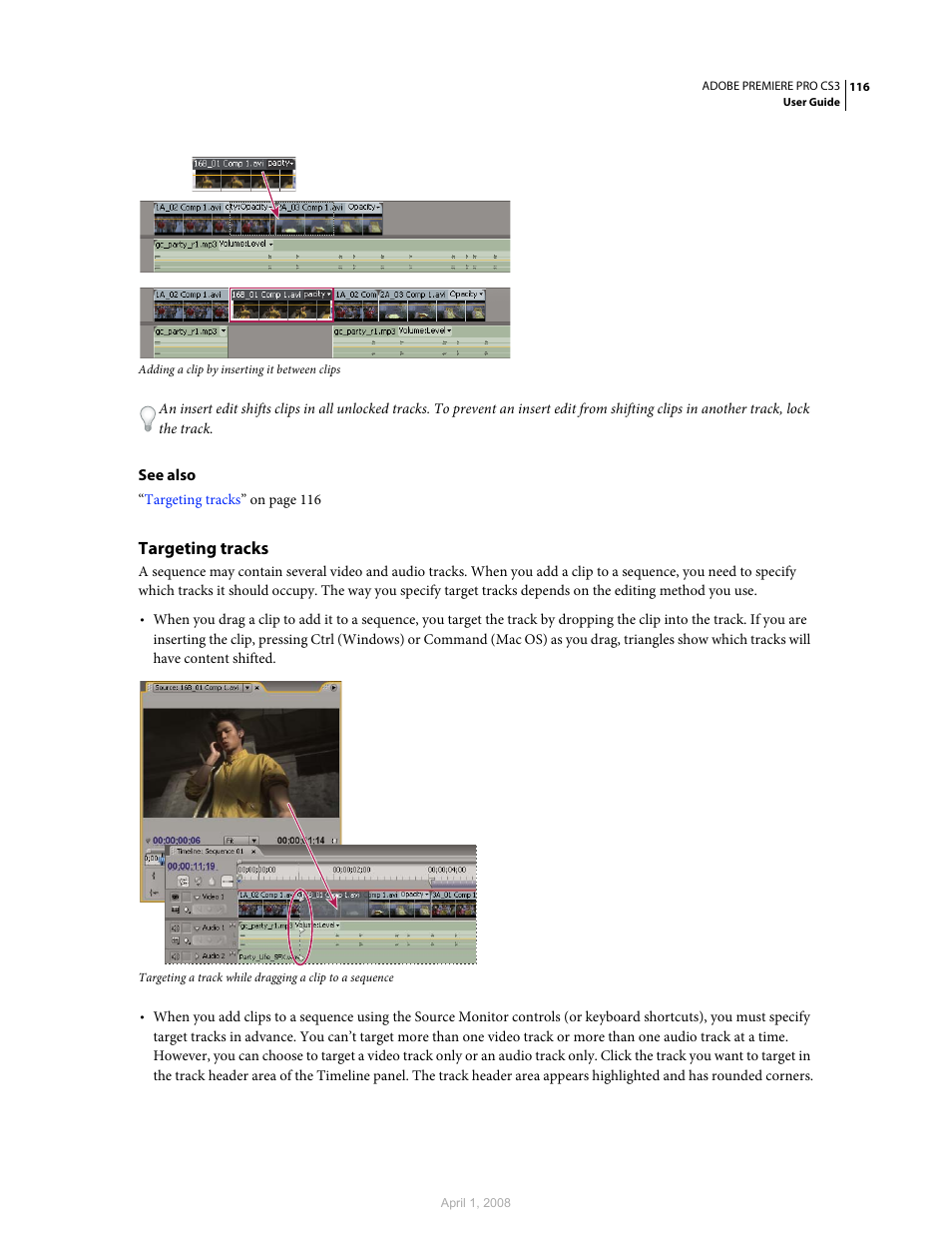 Targeting tracks | Adobe Premiere Pro CS3 User Manual | Page 122 / 455