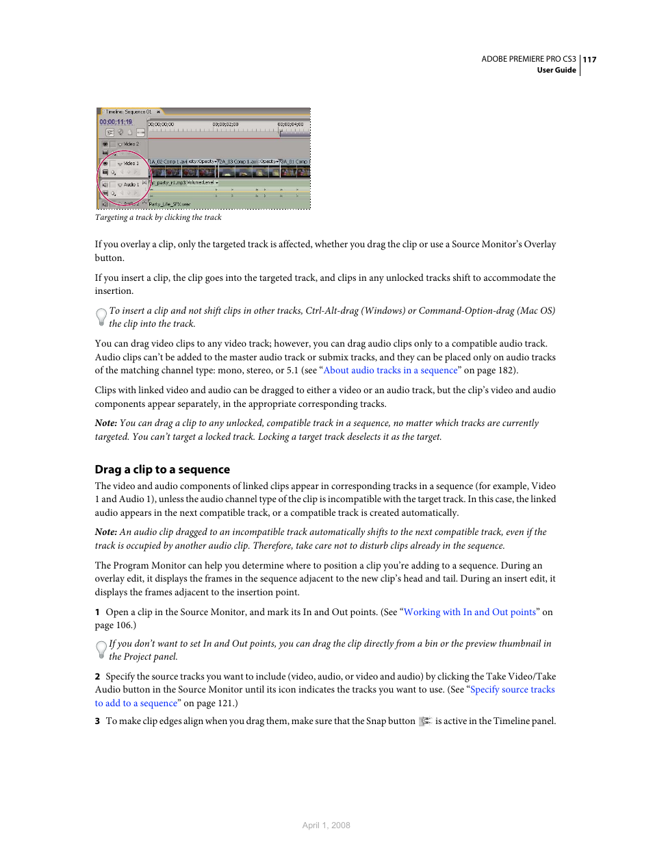 Drag a clip to a sequence | Adobe Premiere Pro CS3 User Manual | Page 123 / 455