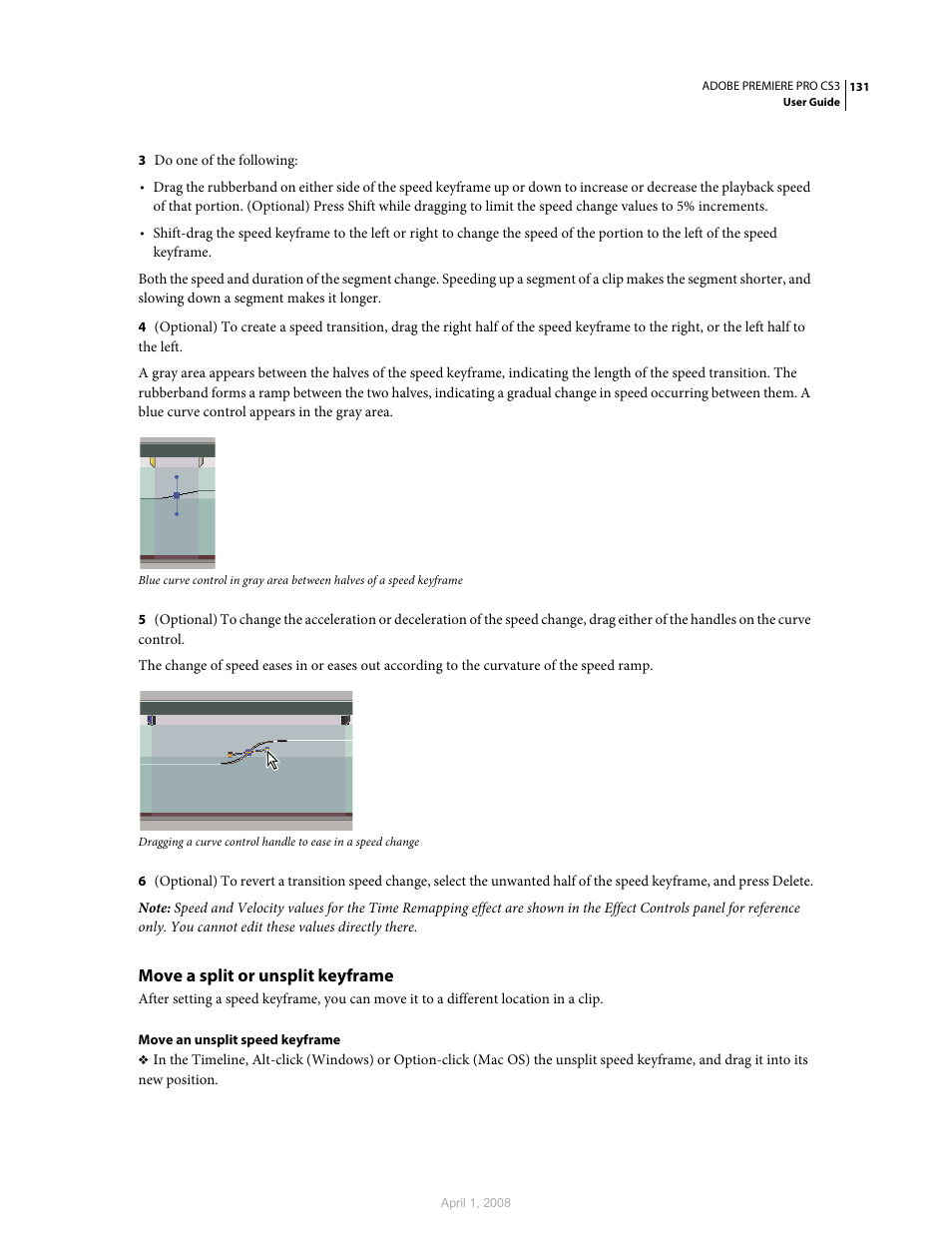 Move a split or unsplit keyframe | Adobe Premiere Pro CS3 User Manual | Page 137 / 455