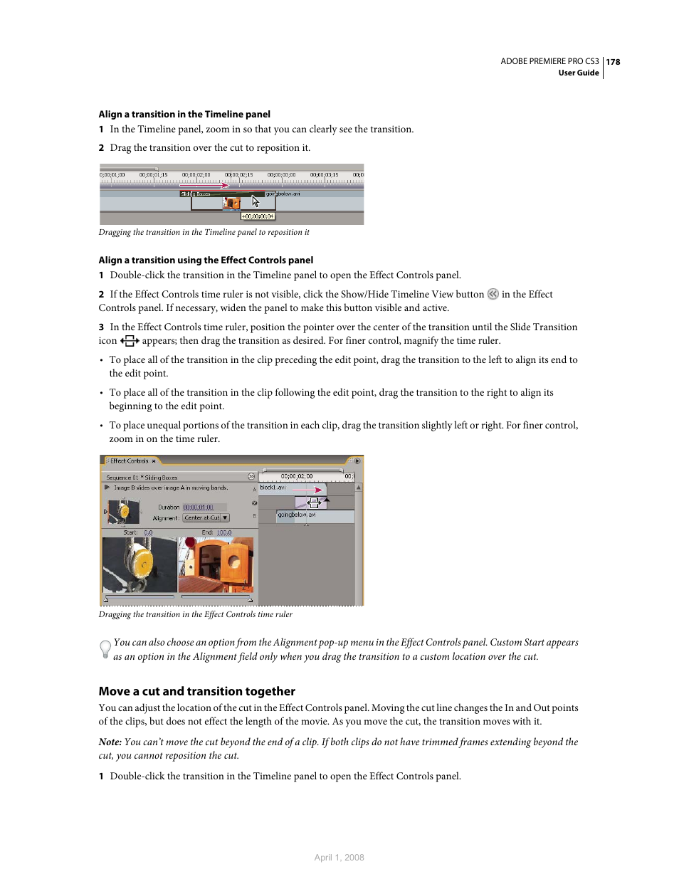 Move a cut and transition together | Adobe Premiere Pro CS3 User Manual | Page 184 / 455