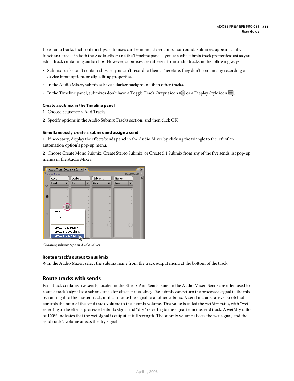 Route tracks with sends | Adobe Premiere Pro CS3 User Manual | Page 217 / 455