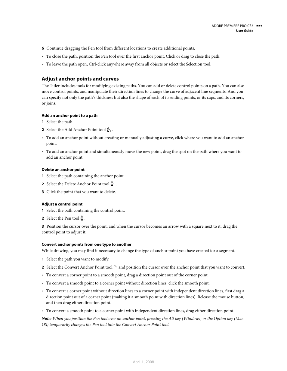 Adjust anchor points and curves | Adobe Premiere Pro CS3 User Manual | Page 233 / 455