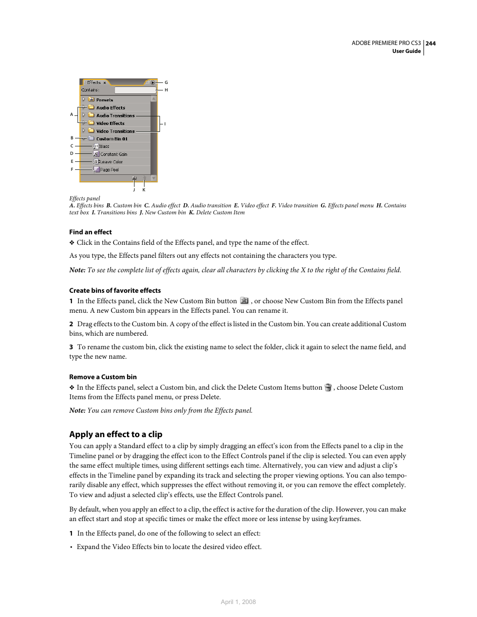 Apply an effect to a clip | Adobe Premiere Pro CS3 User Manual | Page 250 / 455