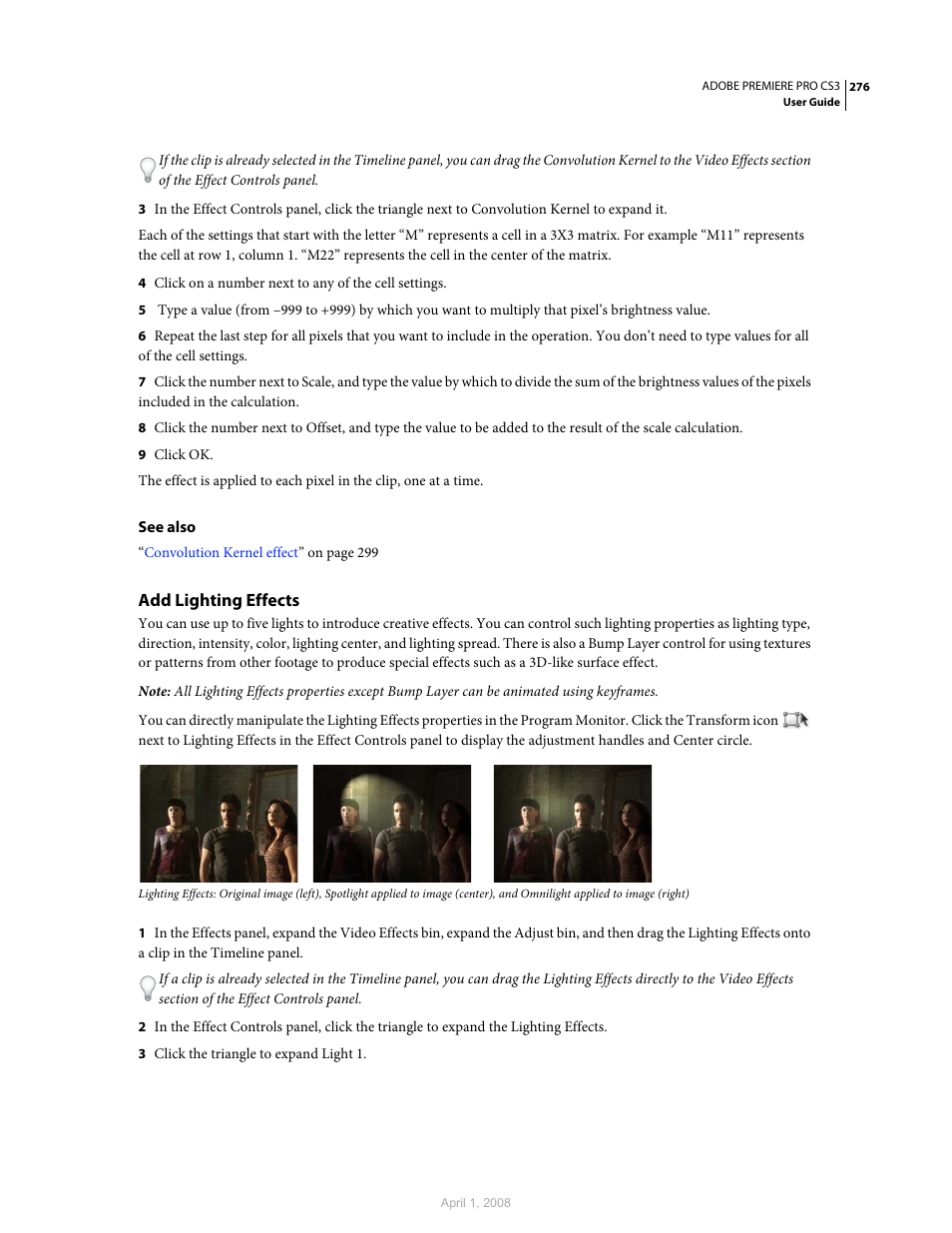 Add lighting effects | Adobe Premiere Pro CS3 User Manual | Page 282 / 455
