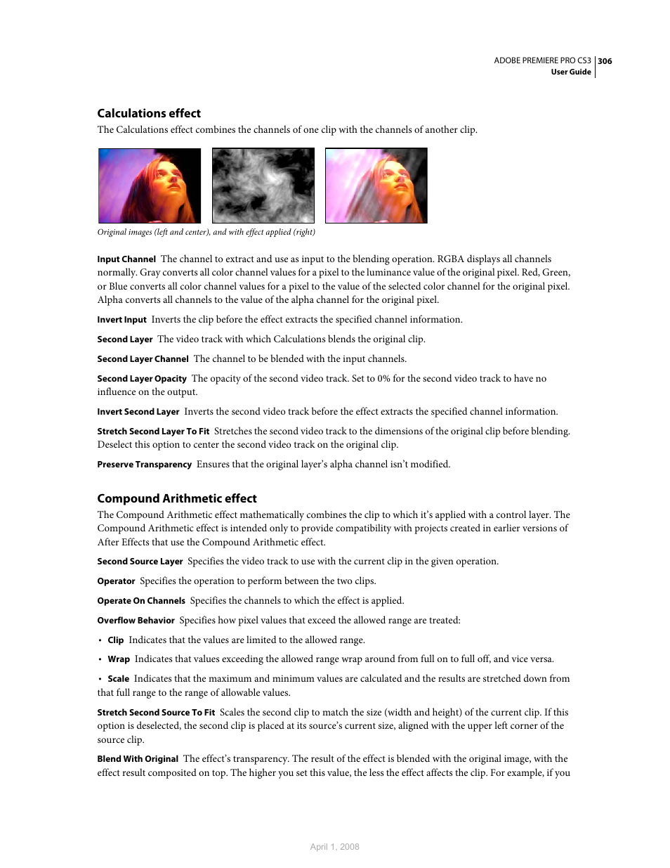 Calculations effect, Compound arithmetic effect | Adobe Premiere Pro CS3 User Manual | Page 312 / 455