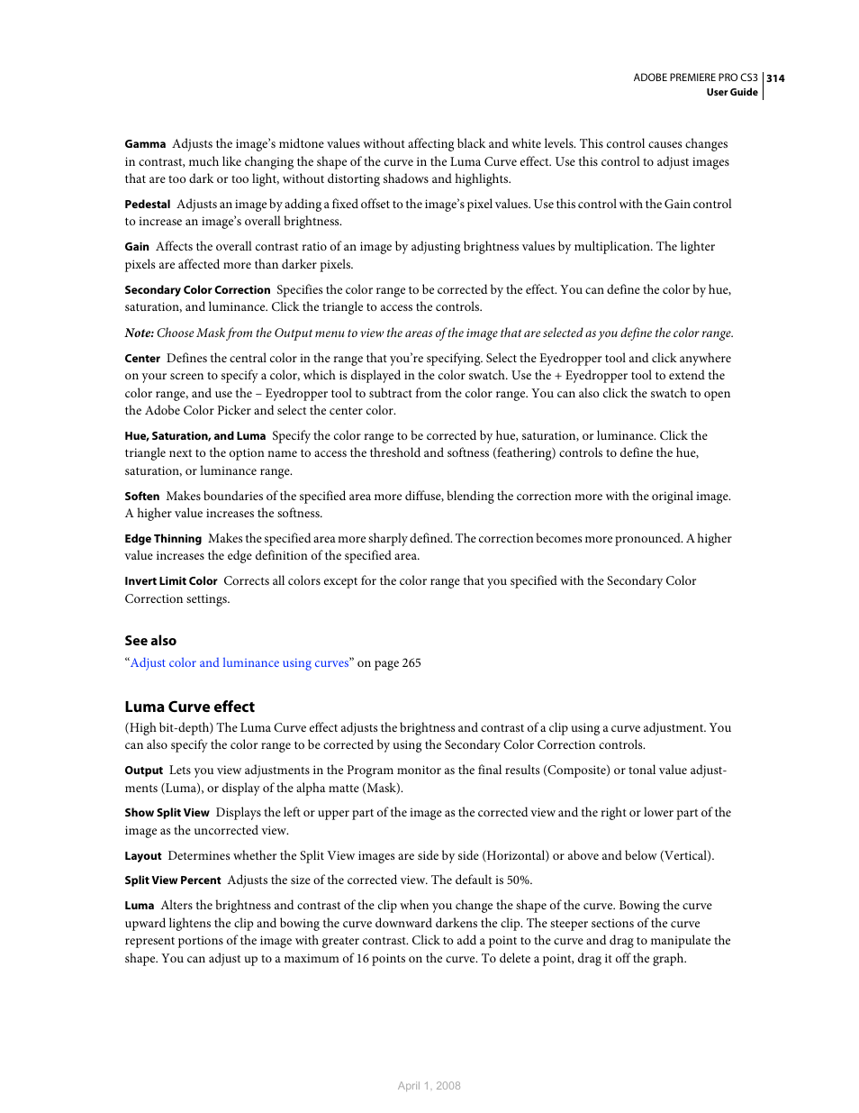Luma curve effect | Adobe Premiere Pro CS3 User Manual | Page 320 / 455