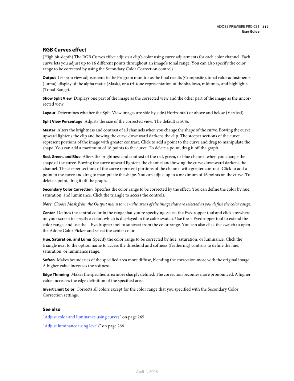 Rgb curves effect | Adobe Premiere Pro CS3 User Manual | Page 323 / 455