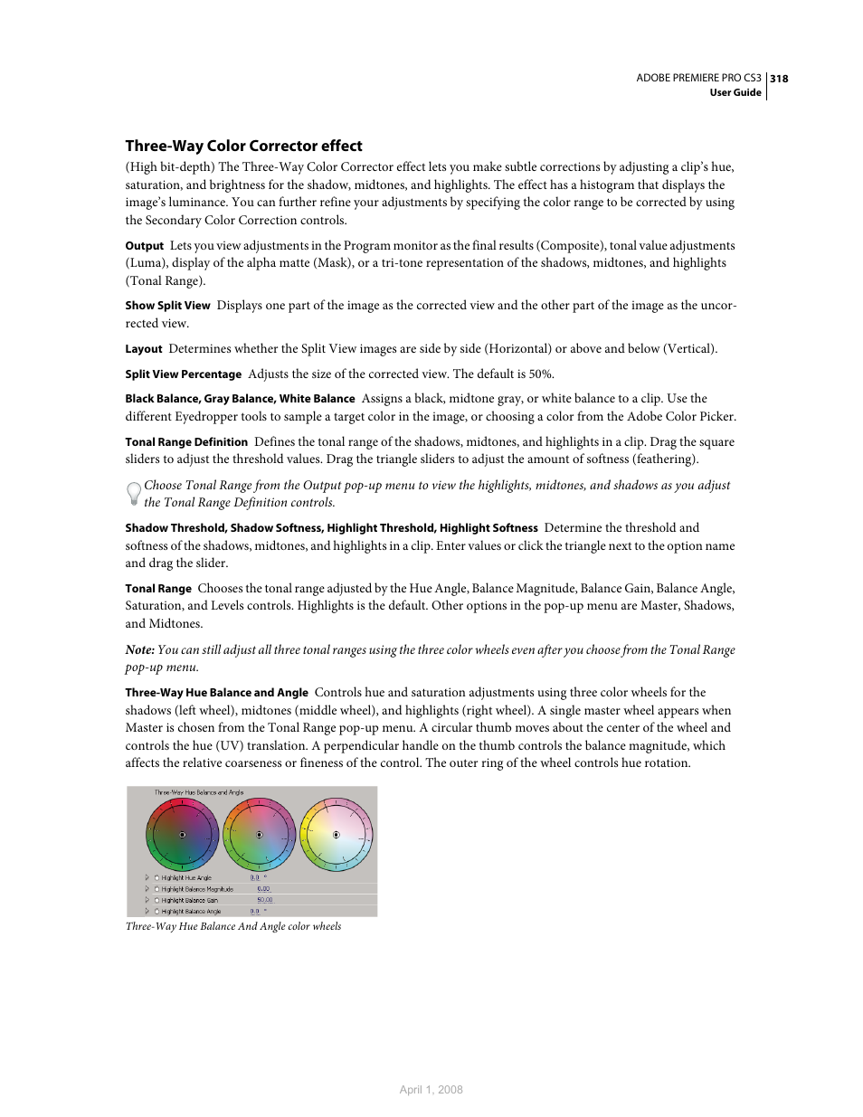 Three-way color corrector effect | Adobe Premiere Pro CS3 User Manual | Page 324 / 455