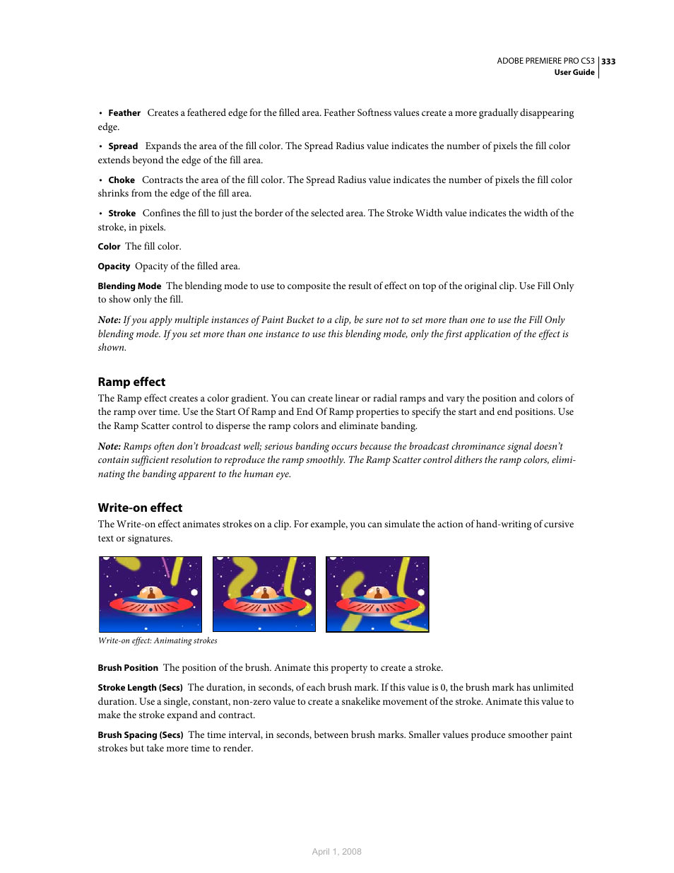 Ramp effect, Write-on effect | Adobe Premiere Pro CS3 User Manual | Page 339 / 455