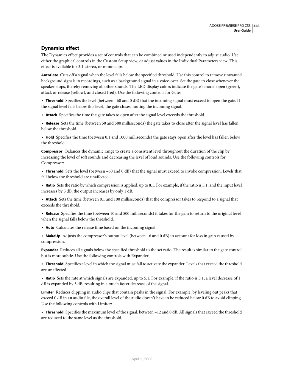 Dynamics effect | Adobe Premiere Pro CS3 User Manual | Page 364 / 455