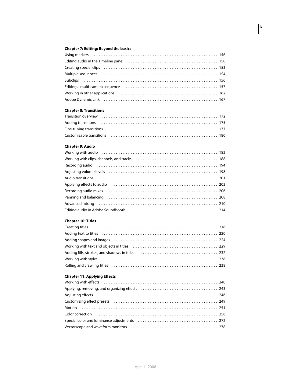 Adobe Premiere Pro CS3 User Manual | Page 4 / 455