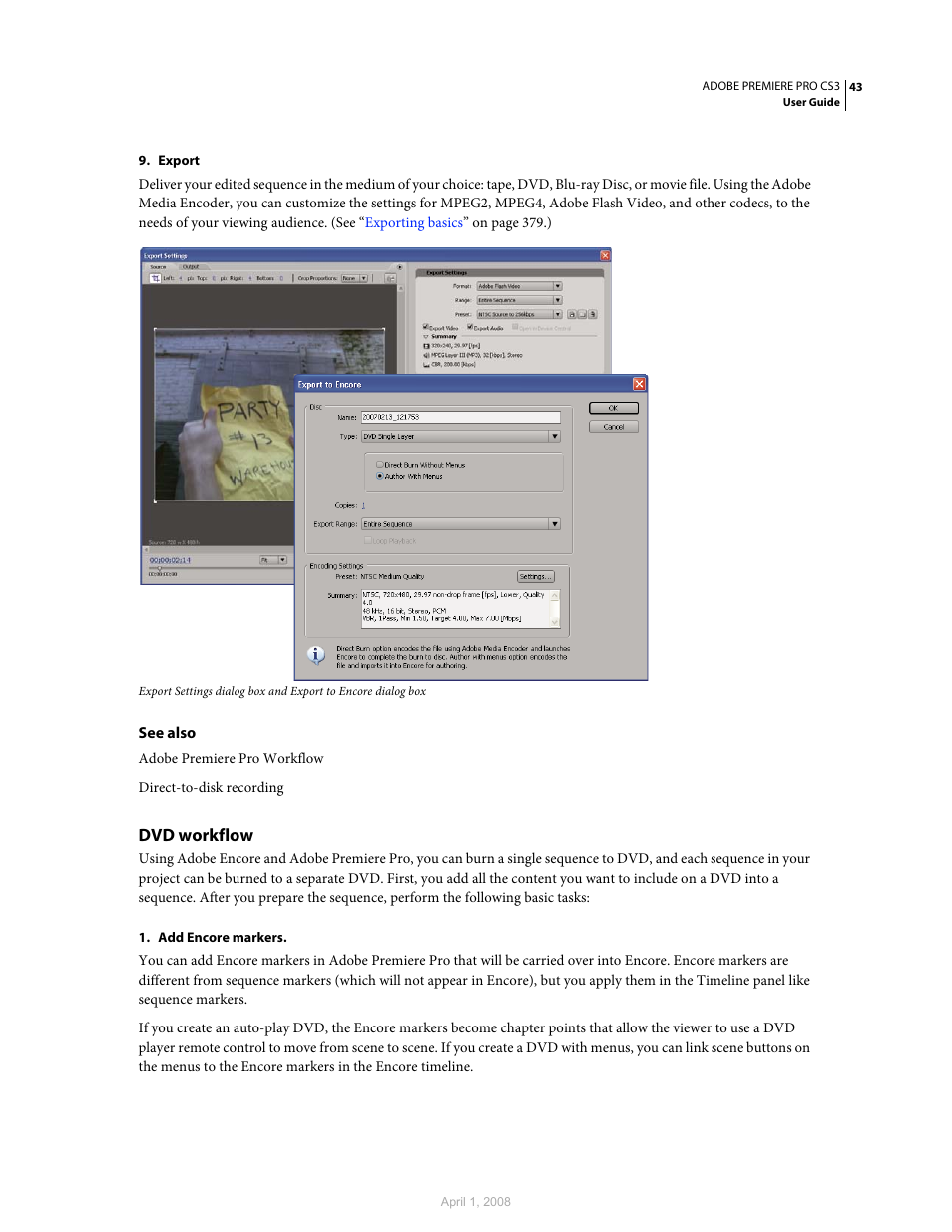 Dvd workflow | Adobe Premiere Pro CS3 User Manual | Page 49 / 455