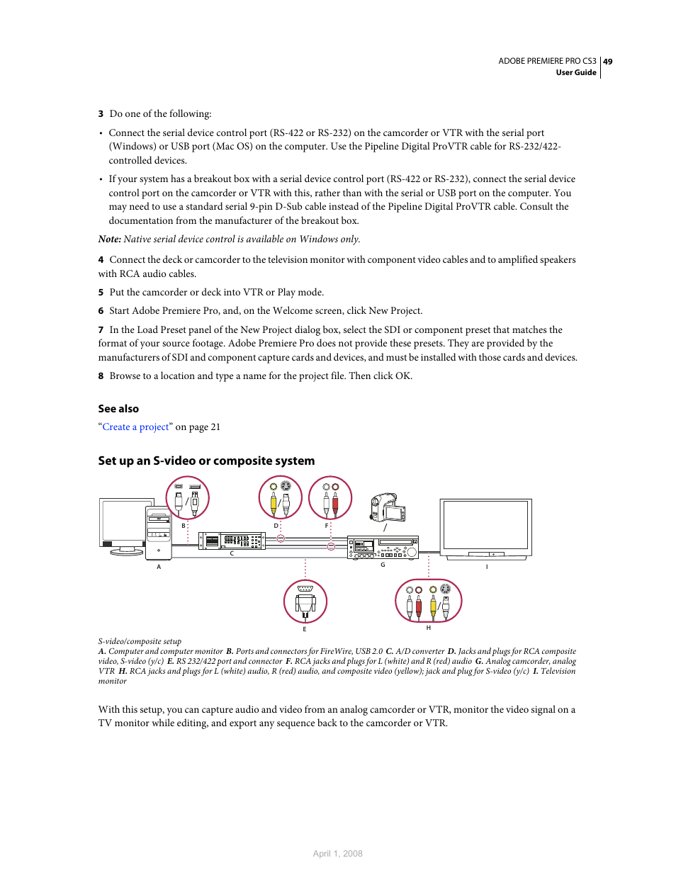 Set up an s-video or composite system | Adobe Premiere Pro CS3 User Manual | Page 55 / 455