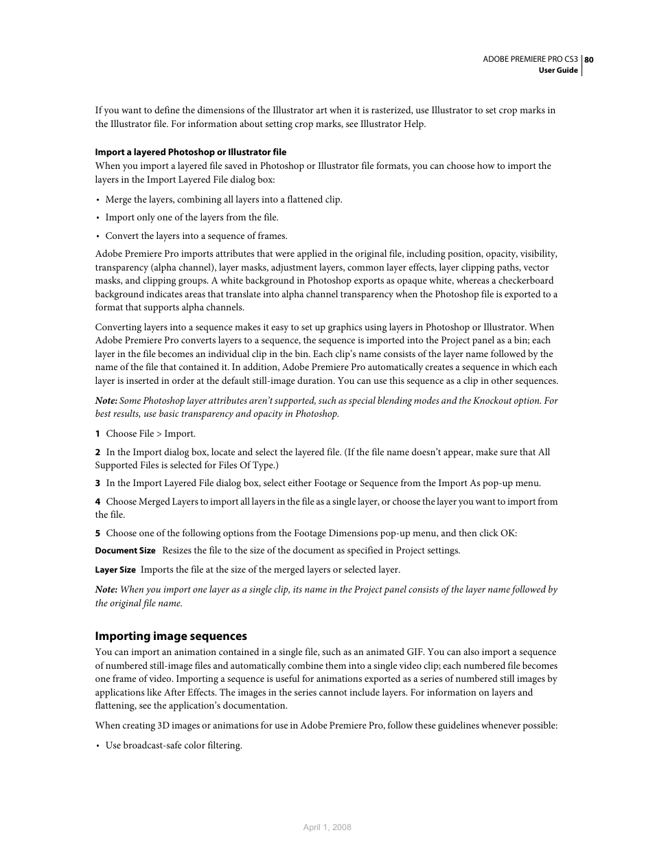 Importing image sequences | Adobe Premiere Pro CS3 User Manual | Page 86 / 455