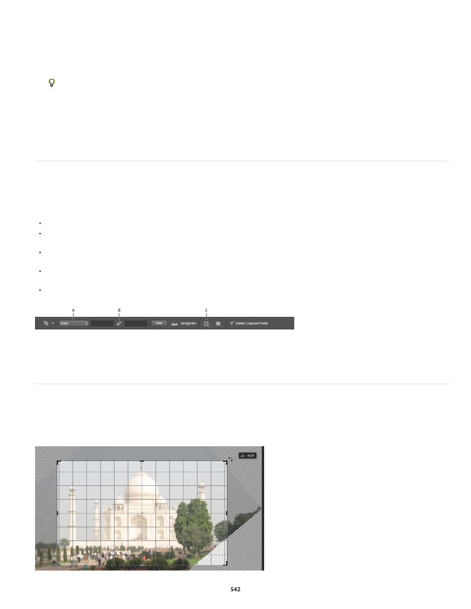Crop tool updates | creative cloud only, Straighten an image | Adobe Photoshop CC 2014 v.14.xx User Manual | Page 549 / 1061