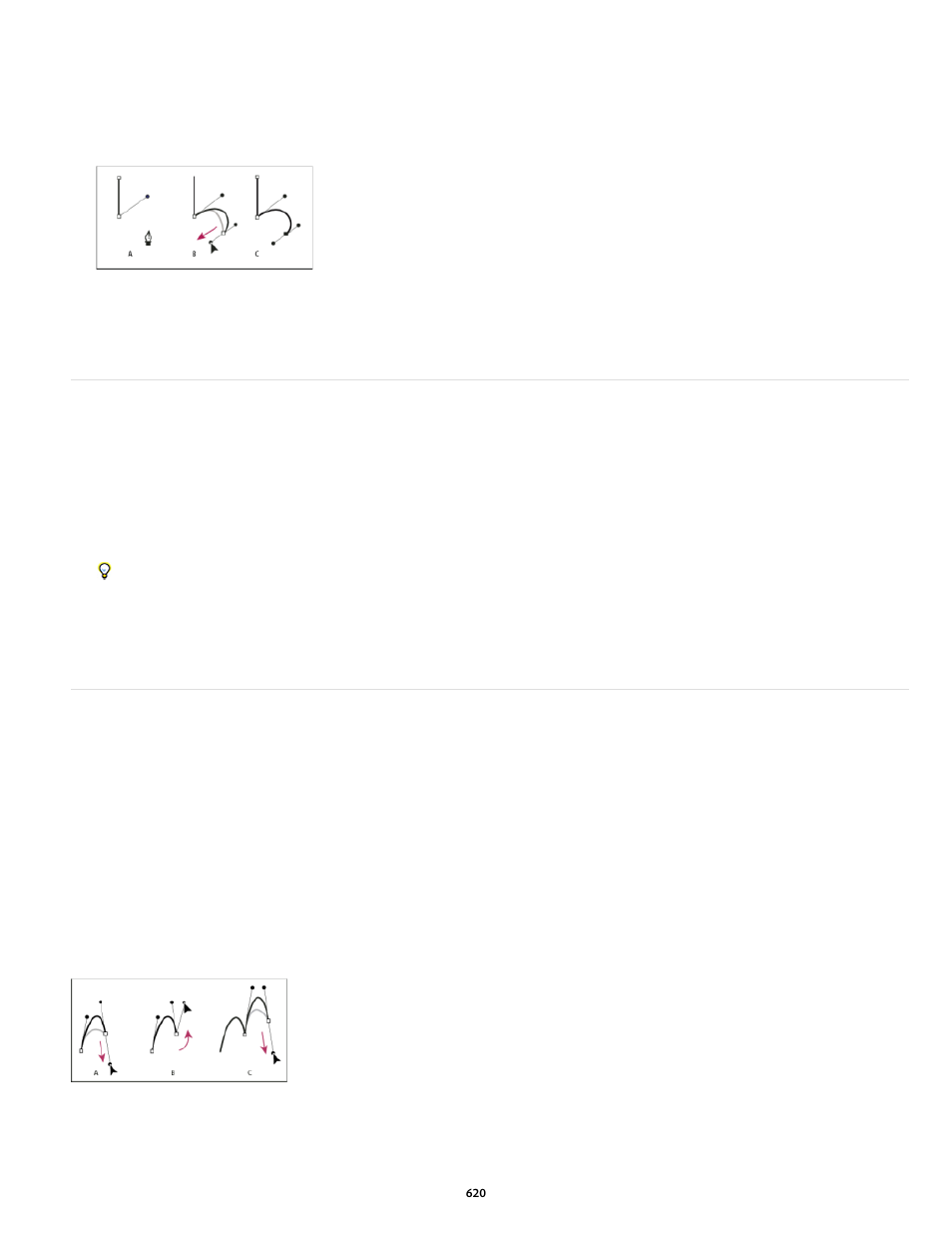 Draw curves followed by straight lines, Draw two curved segments connected by a corner | Adobe Photoshop CC 2014 v.14.xx User Manual | Page 627 / 1061