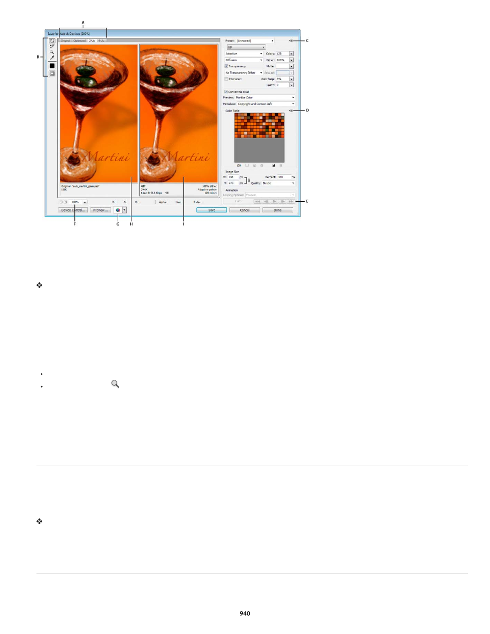 Preview image gamma at different values, Optimize an image for the web | Adobe Photoshop CC 2014 v.14.xx User Manual | Page 947 / 1061