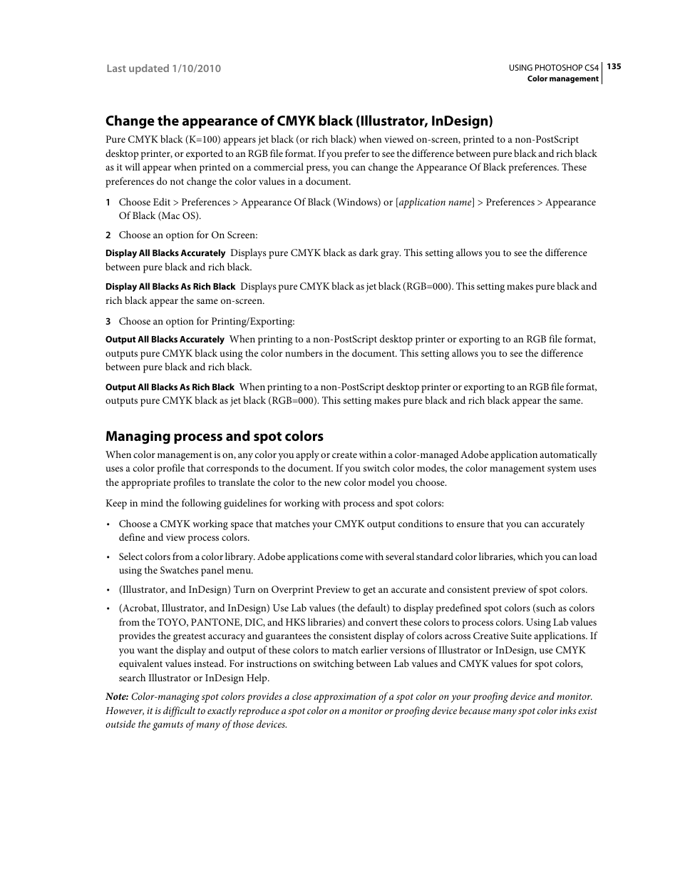 Managing process and spot colors | Adobe Photoshop CS4 User Manual | Page 142 / 707