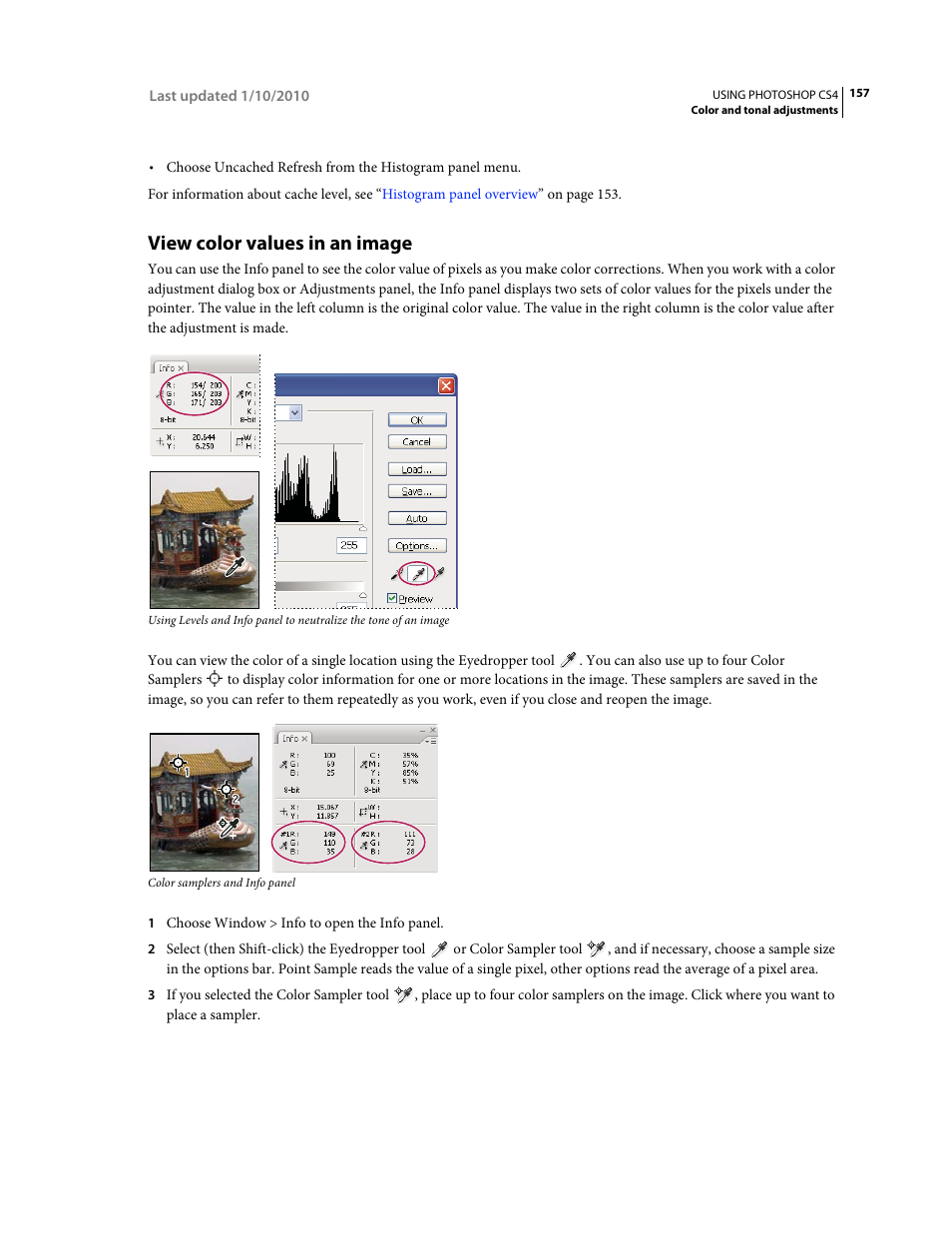 View color values in an image | Adobe Photoshop CS4 User Manual | Page 164 / 707