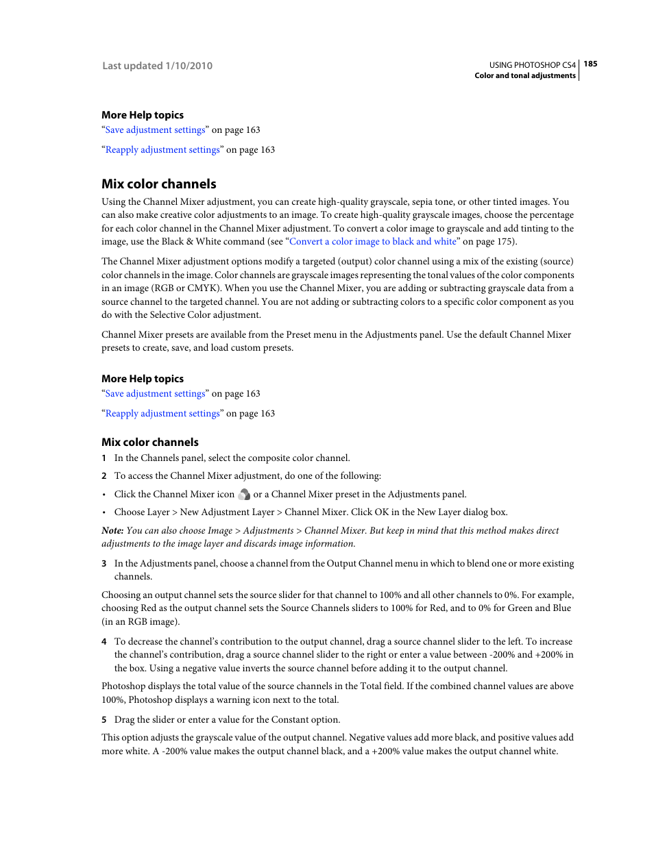 Mix color channels | Adobe Photoshop CS4 User Manual | Page 192 / 707