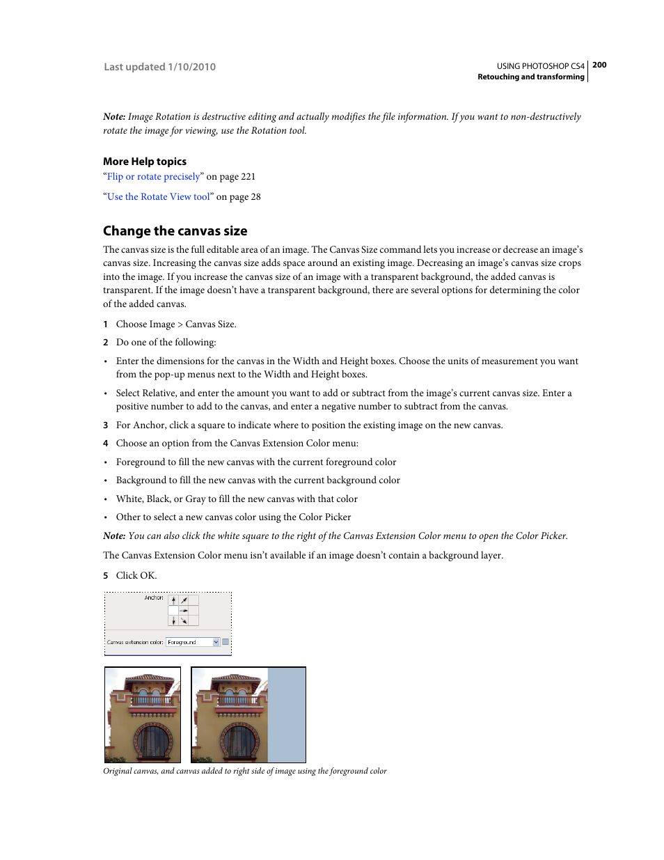 Change the canvas size | Adobe Photoshop CS4 User Manual | Page 207 / 707