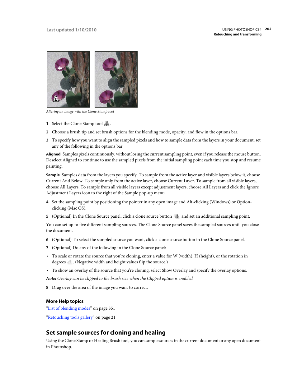 Set sample sources for cloning and healing | Adobe Photoshop CS4 User Manual | Page 209 / 707