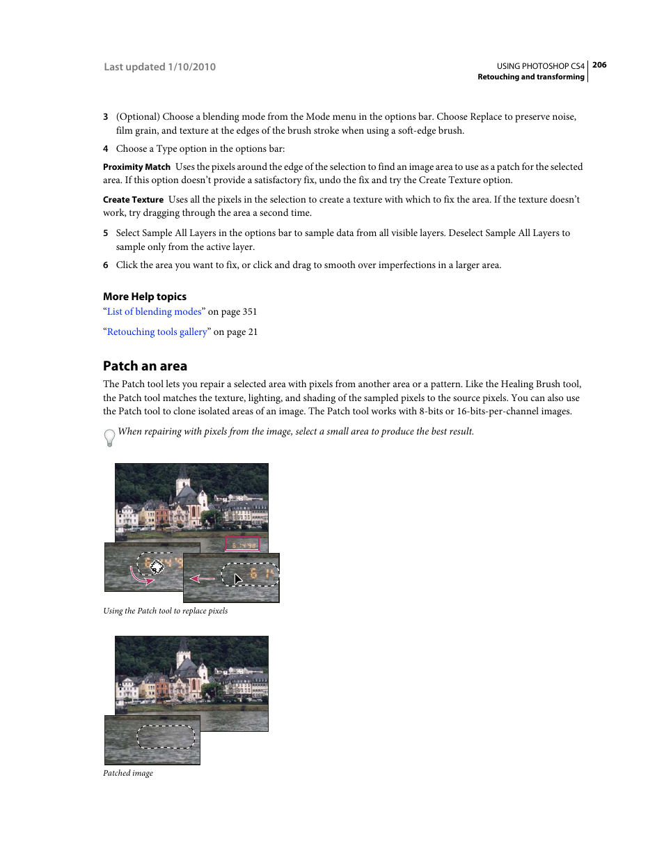 Patch an area | Adobe Photoshop CS4 User Manual | Page 213 / 707