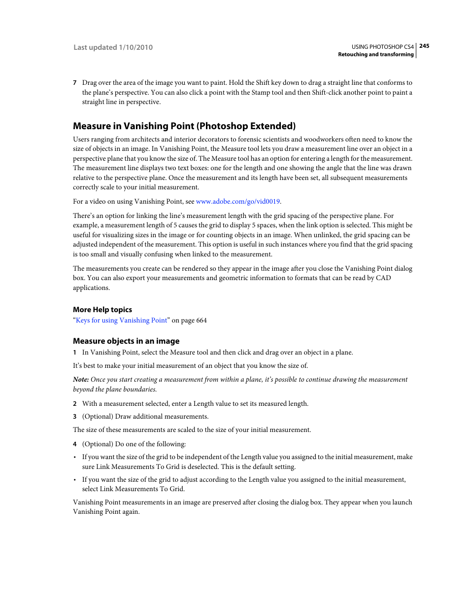 Measure in vanishing point (photoshop extended), Measure objects in an image, Measure in vanishing point | Photoshop extended) | Adobe Photoshop CS4 User Manual | Page 252 / 707